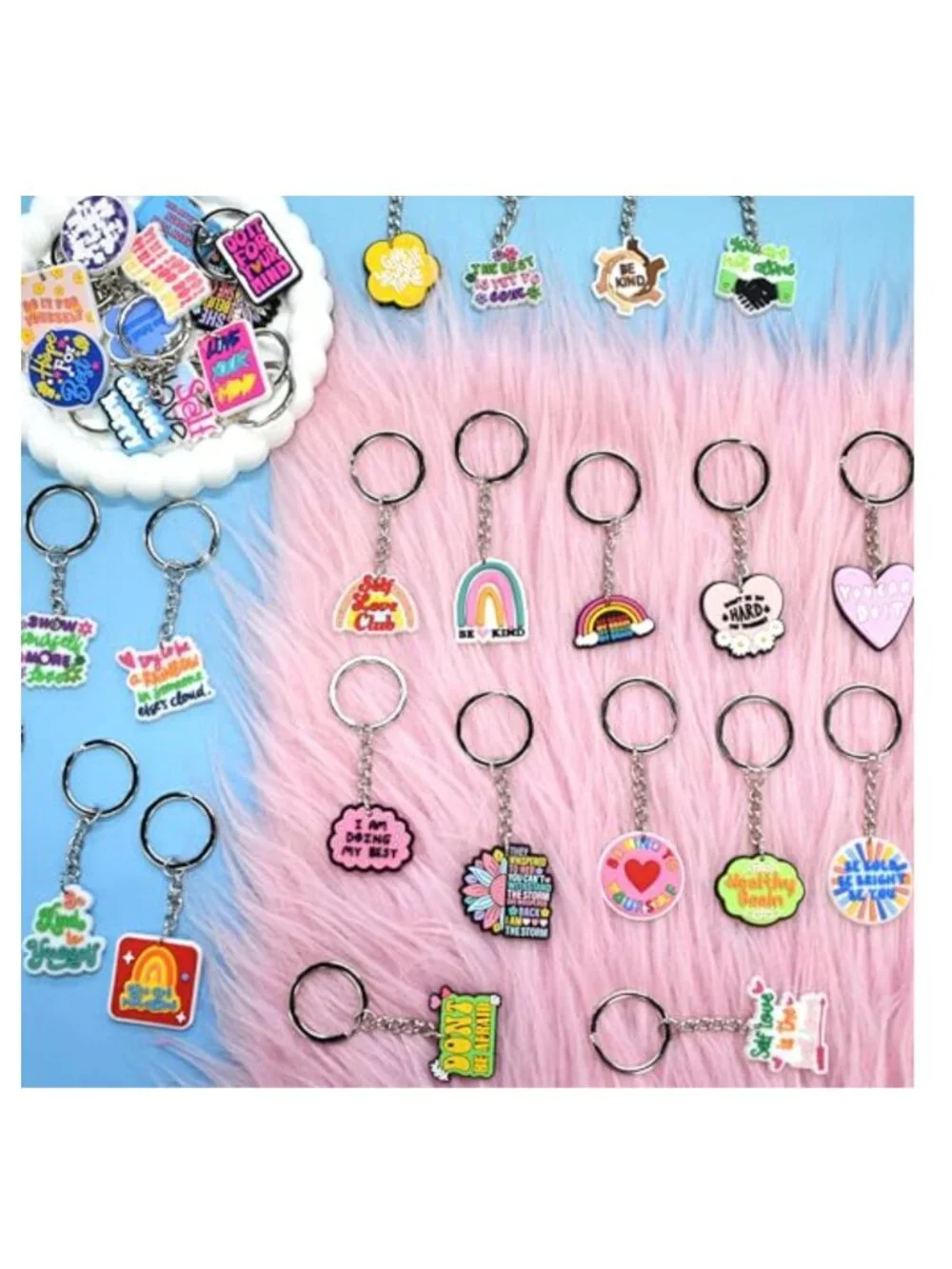 50 PCS Assorted Cute PVC Charms for Keys, Alloy Keychains Party Favors